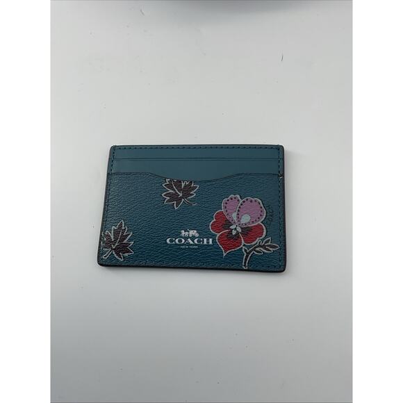 Coach Slim Card Case Cardholder Wallet Wildflower Print F12773 EUC - Picture 1 of 6